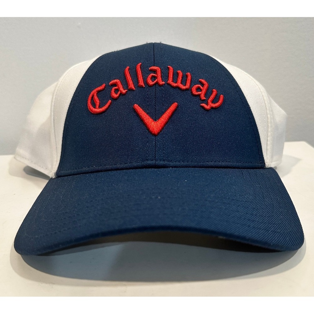 Callaway Hat Men's Adjustable Navy Brim White Panel Red Logo Golf Snapback Hat